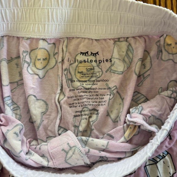 Little Sleepies Women’s Pajama Pants Sm Pink Breakfast Eggs Milk Bamboo Lounge - Picture 6 of 6